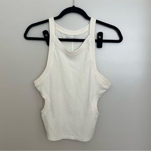 Urban Outfitters White crop top with cut outs on sides size large